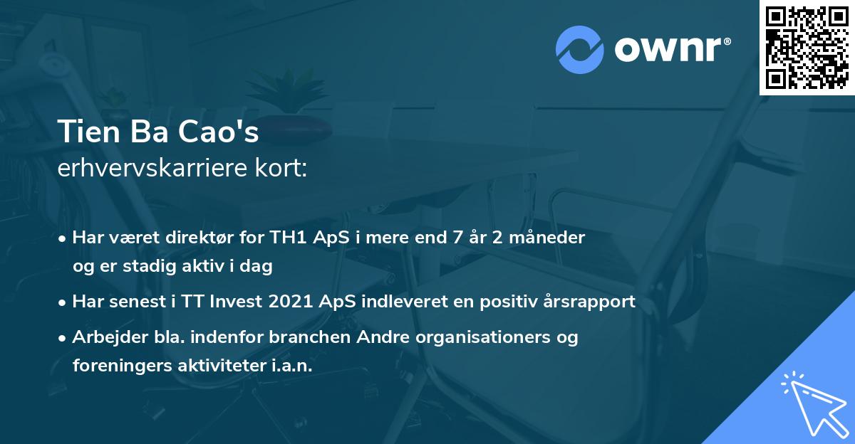 Tien Ba Cao's erhvervskarriere kort