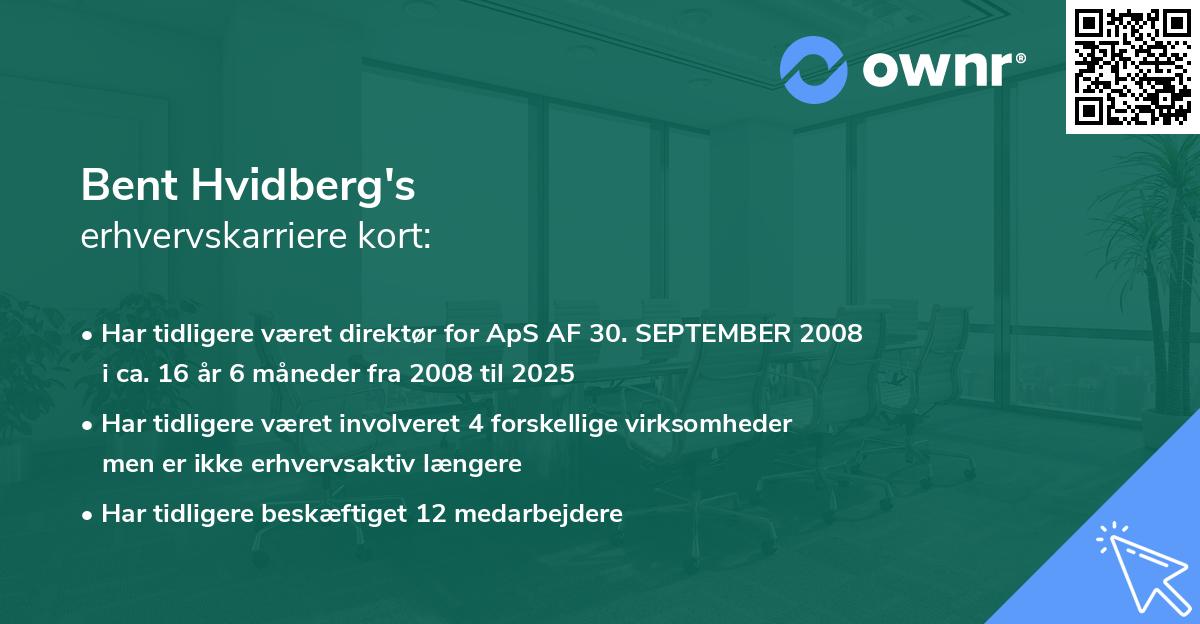 Bent Hvidberg's erhvervskarriere kort