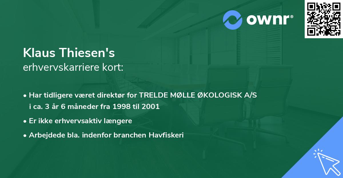 Klaus Thiesen's erhvervskarriere kort