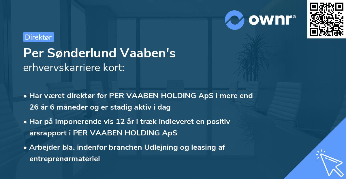 Per Sønderlund Vaaben's erhvervskarriere kort