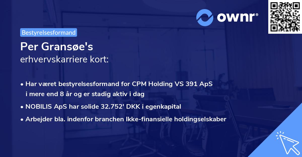 Per Gransøe's erhvervskarriere kort