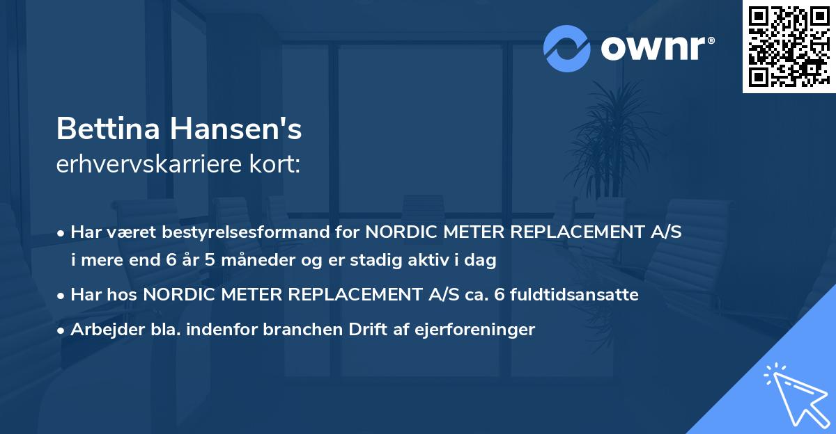 Bettina Hansen's erhvervskarriere kort