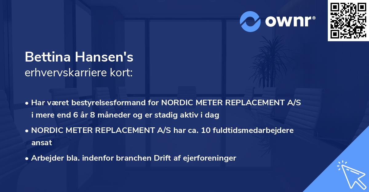 Bettina Hansen's erhvervskarriere kort