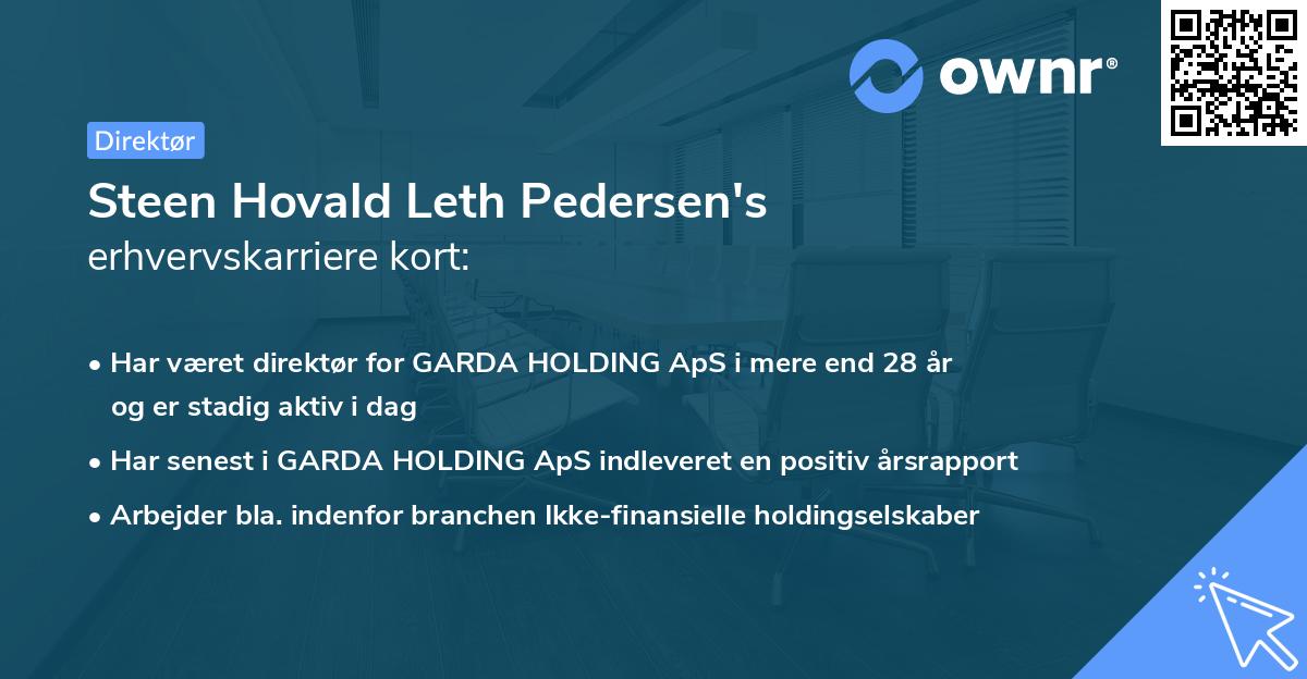 Steen Hovald Leth Pedersen's erhvervskarriere kort
