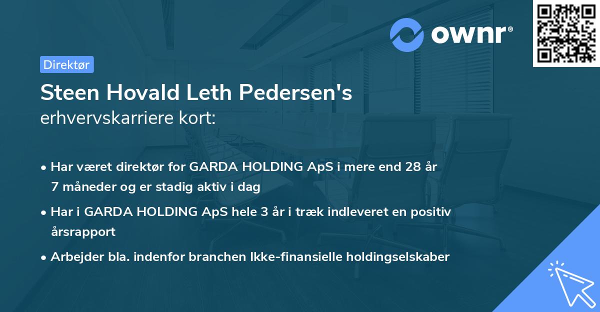 Steen Hovald Leth Pedersen's erhvervskarriere kort