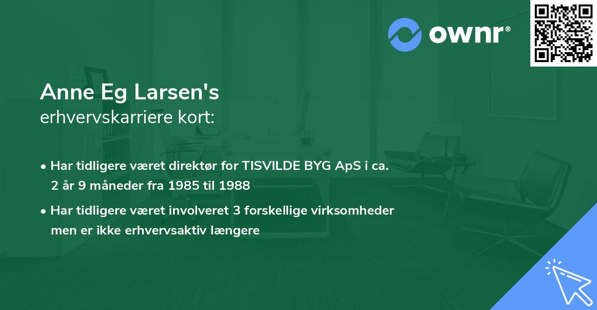 Anne Eg Larsen's erhvervskarriere kort