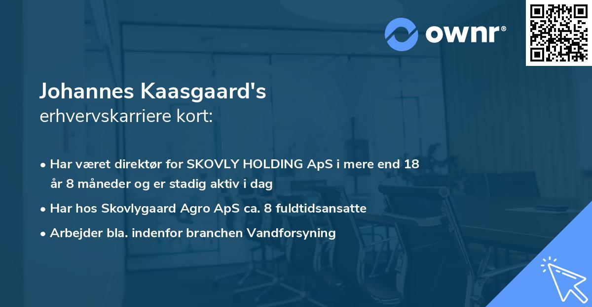 Johannes Kaasgaard's erhvervskarriere kort