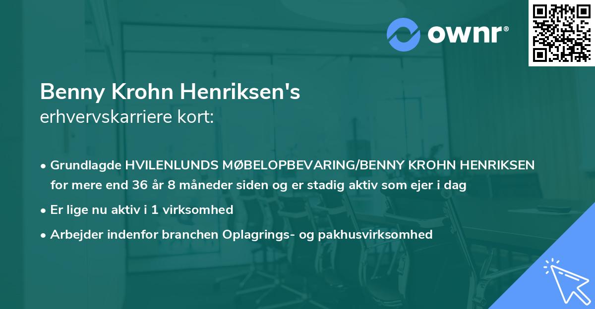 Benny Krohn Henriksen's erhvervskarriere kort