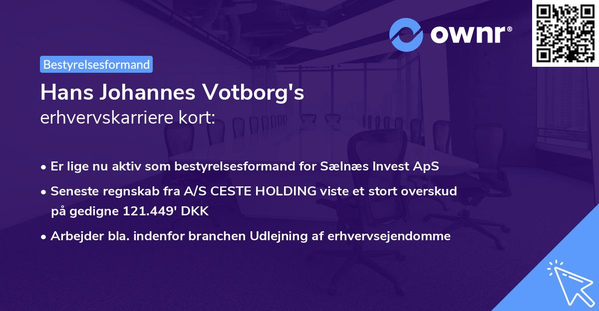 Hans Johannes Votborg's erhvervskarriere kort
