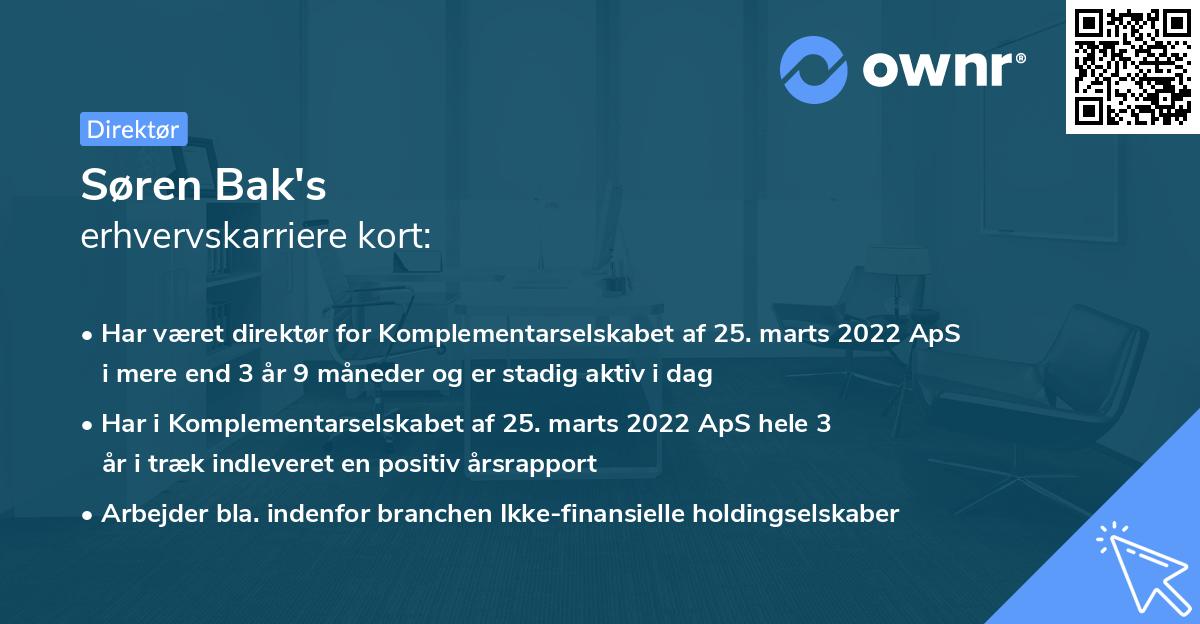 Søren Bak's erhvervskarriere kort