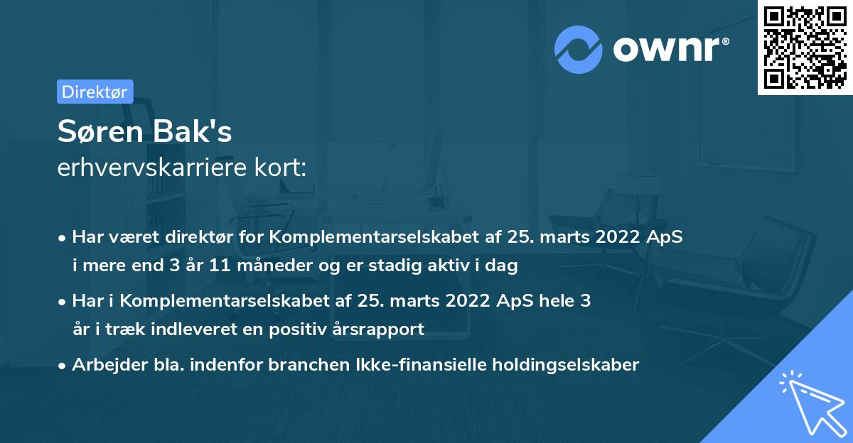 Søren Bak's erhvervskarriere kort