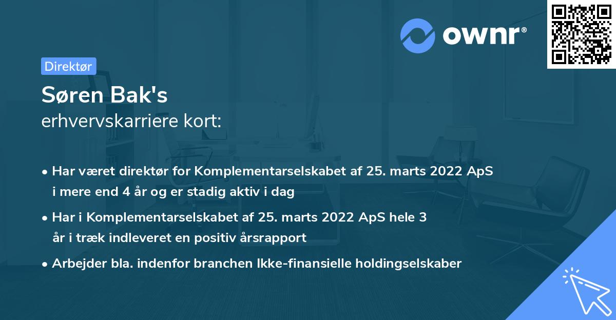 Søren Bak's erhvervskarriere kort
