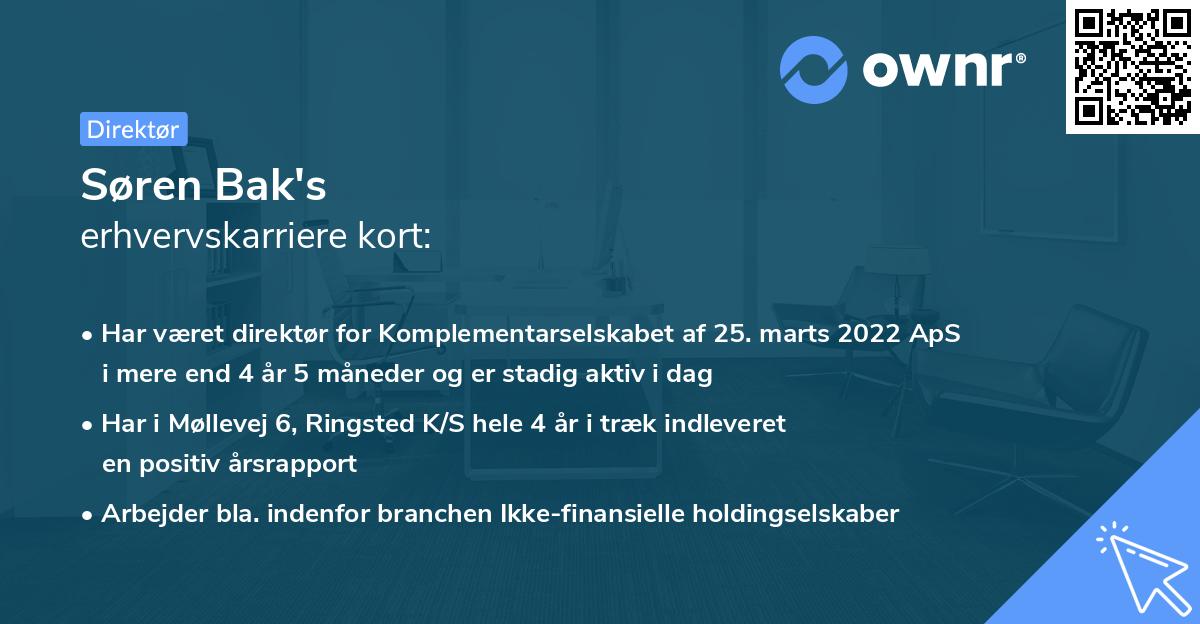 Søren Bak's erhvervskarriere kort