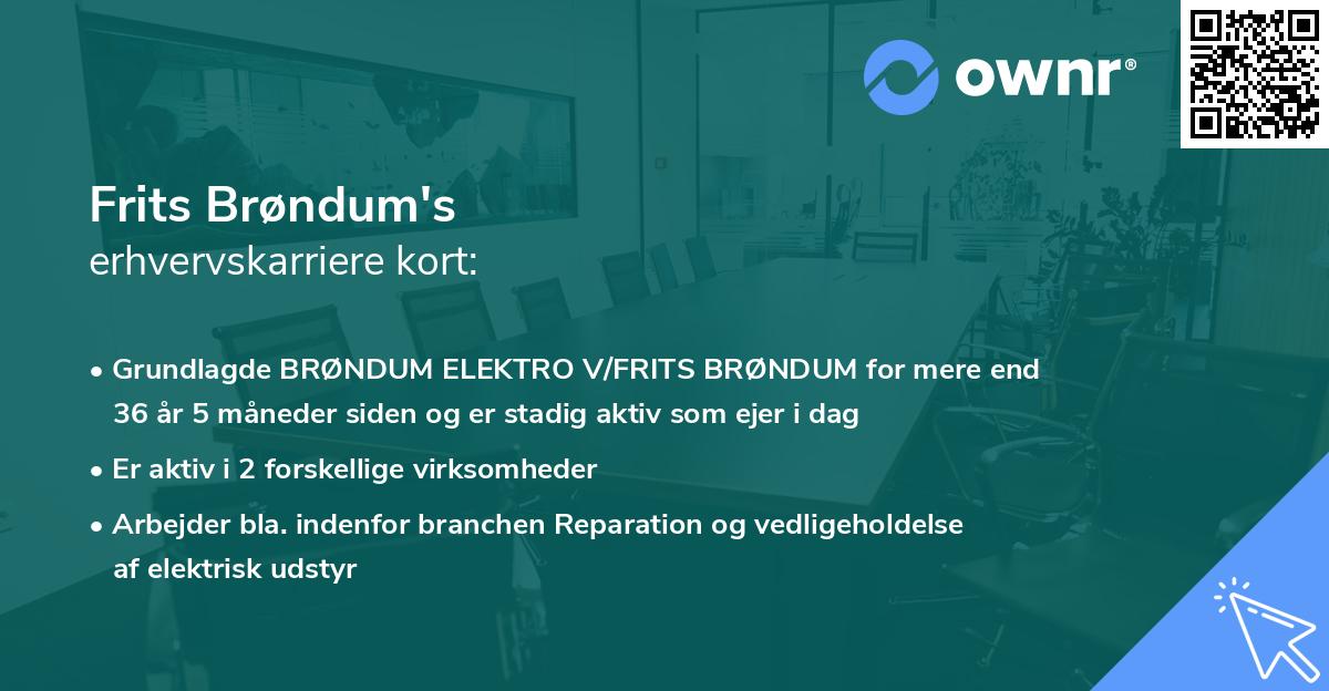 Frits Brøndum's erhvervskarriere kort