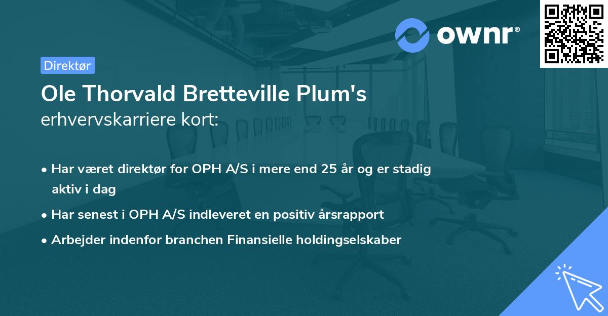 Ole Thorvald Bretteville Plum's erhvervskarriere kort