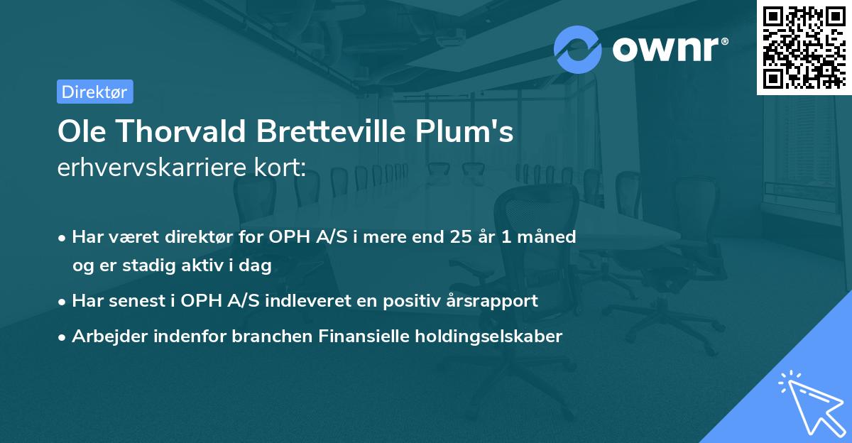 Ole Thorvald Bretteville Plum's erhvervskarriere kort
