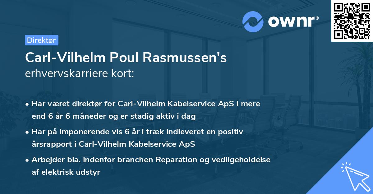 Carl-Vilhelm Poul Rasmussen's erhvervskarriere kort