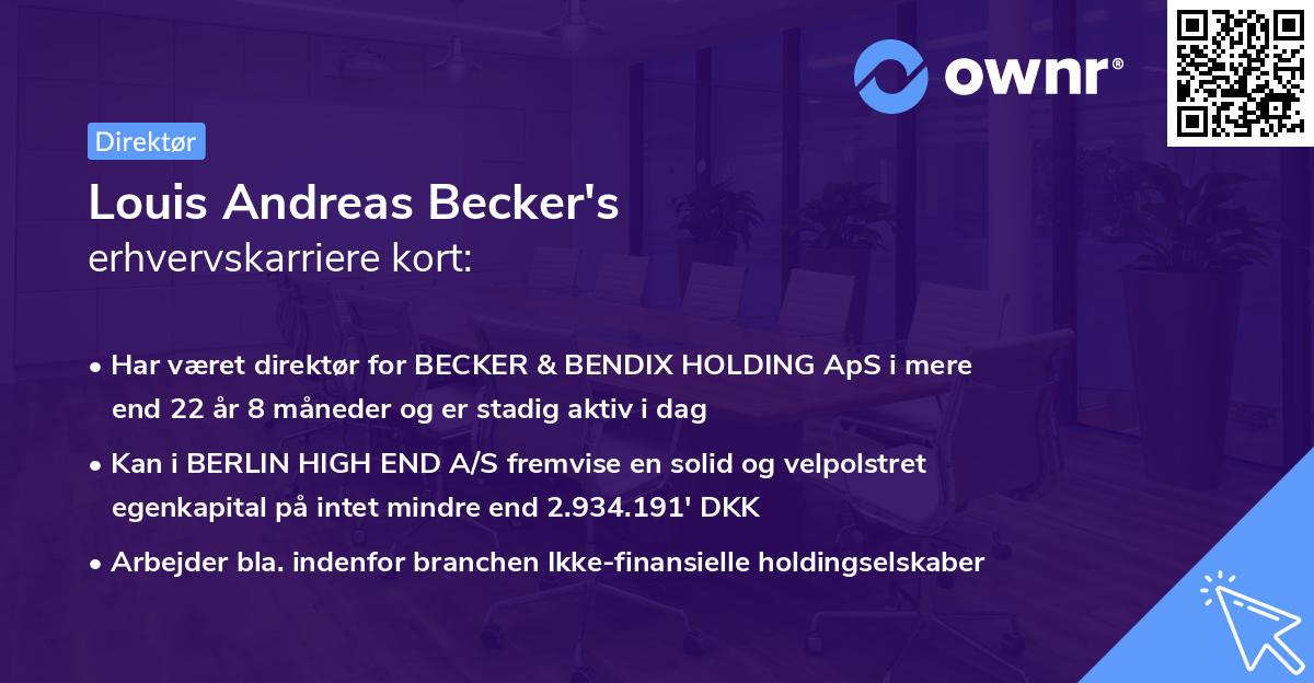 Louis Andreas Becker's erhvervskarriere kort