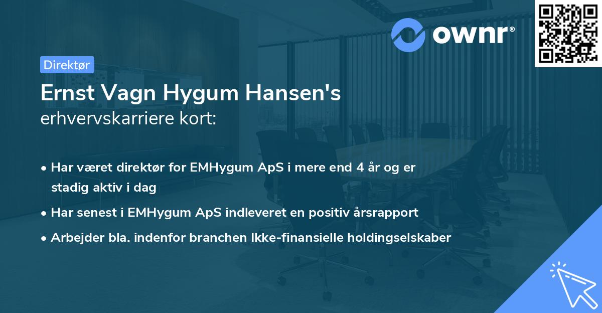 Ernst Vagn Hygum Hansen's erhvervskarriere kort