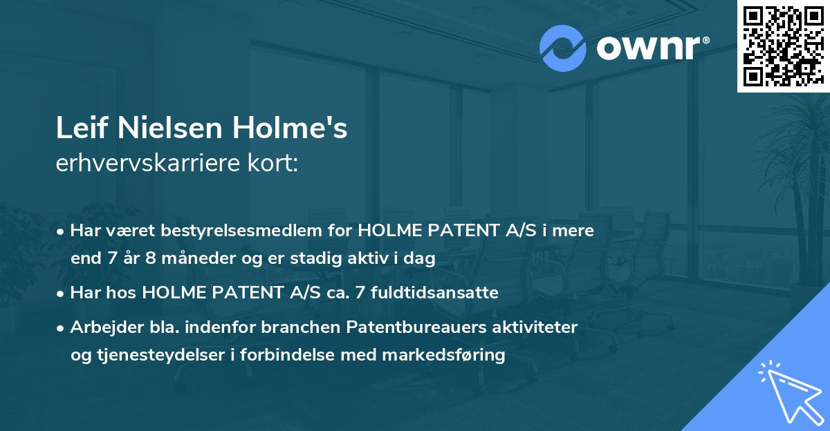 Leif Nielsen Holme's erhvervskarriere kort