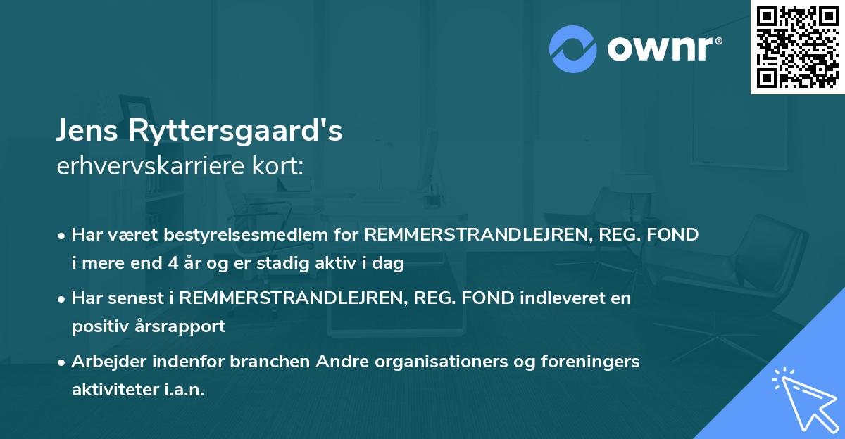 Jens Ryttersgaard's erhvervskarriere kort