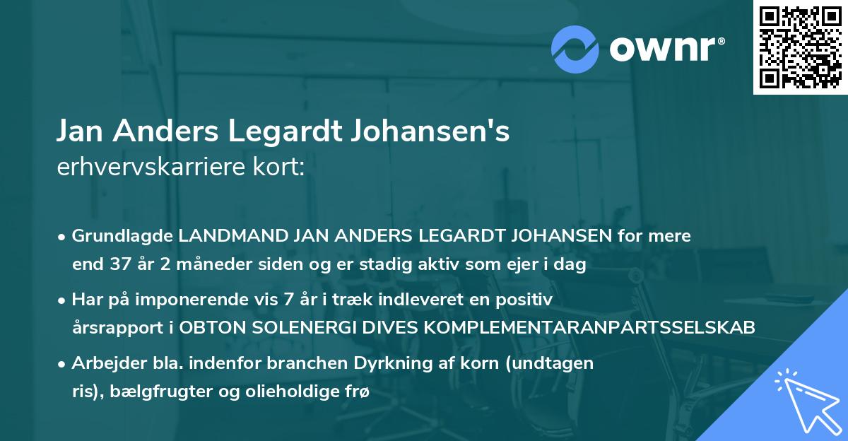 Jan Anders Legardt Johansen's erhvervskarriere kort