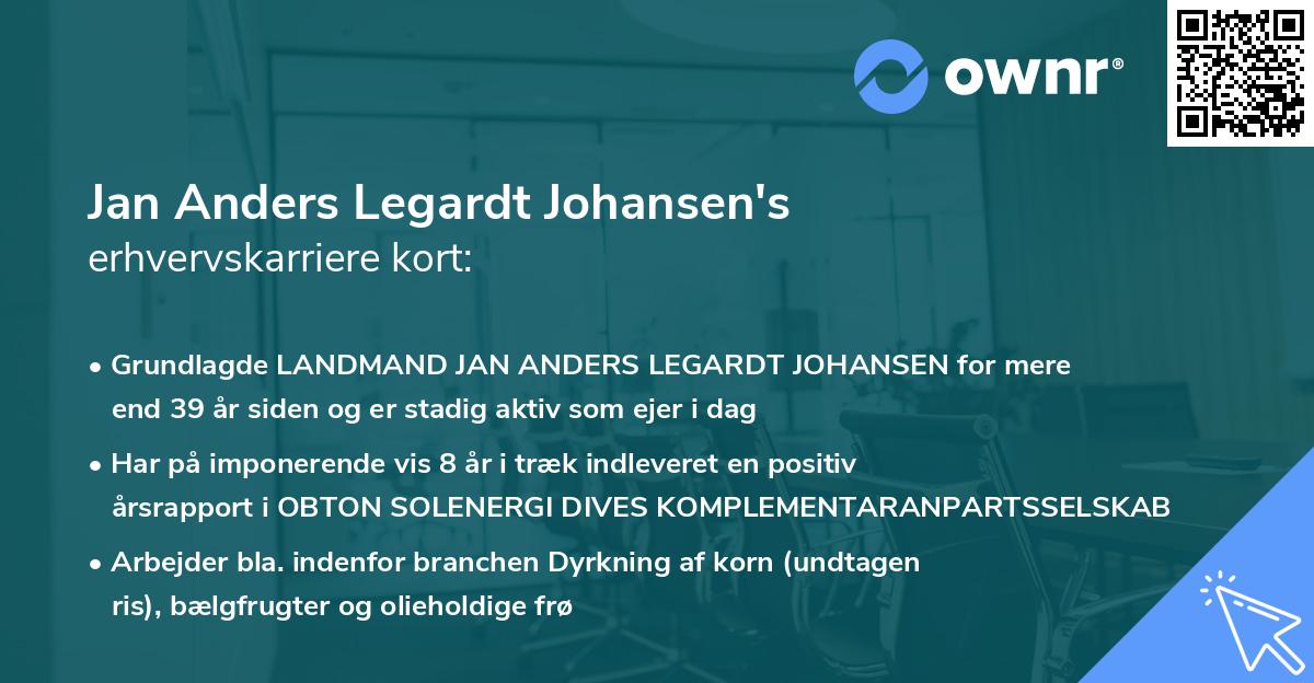 Jan Anders Legardt Johansen's erhvervskarriere kort