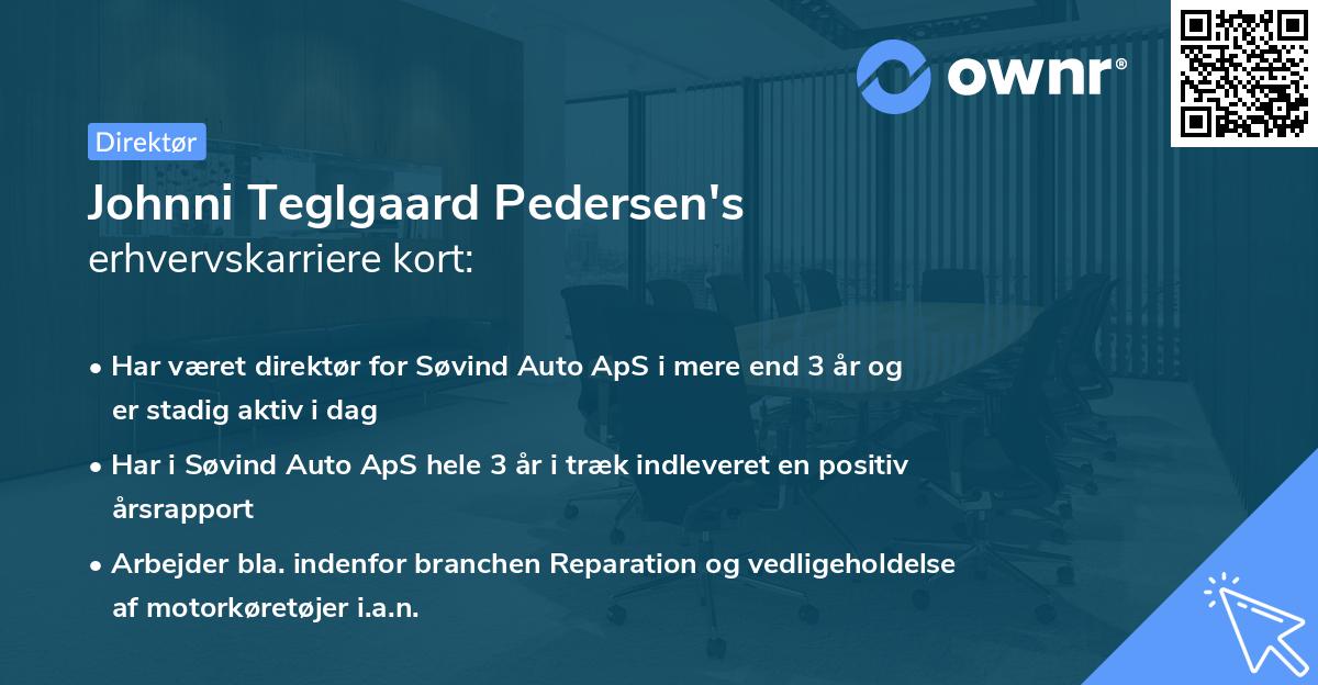 Johnni Teglgaard Pedersen's erhvervskarriere kort