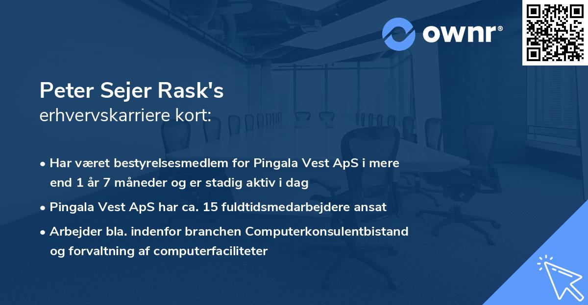Peter Sejer Rask's erhvervskarriere kort