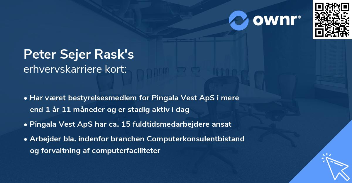 Peter Sejer Rask's erhvervskarriere kort