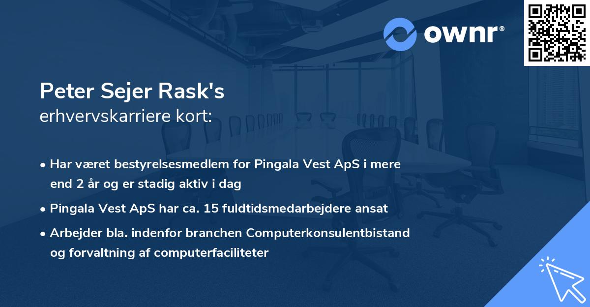 Peter Sejer Rask's erhvervskarriere kort
