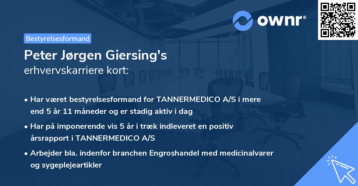 Peter Jørgen Giersing's erhvervskarriere kort
