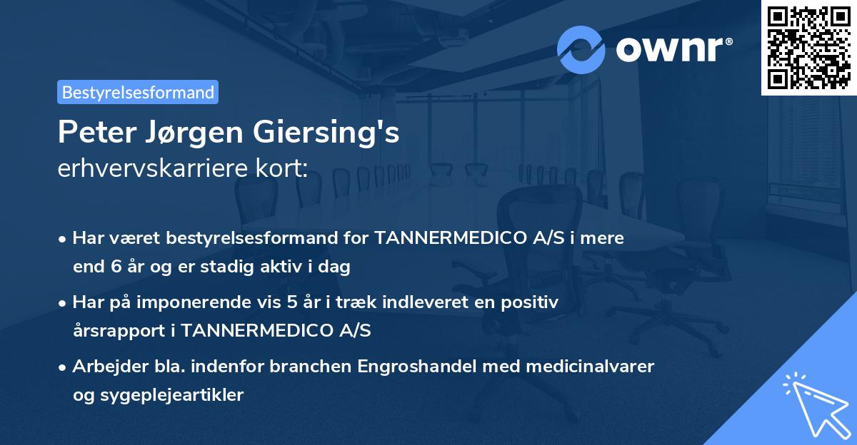 Peter Jørgen Giersing's erhvervskarriere kort