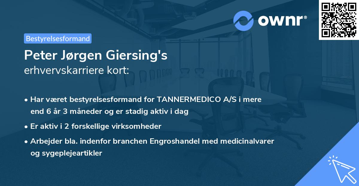 Peter Jørgen Giersing's erhvervskarriere kort