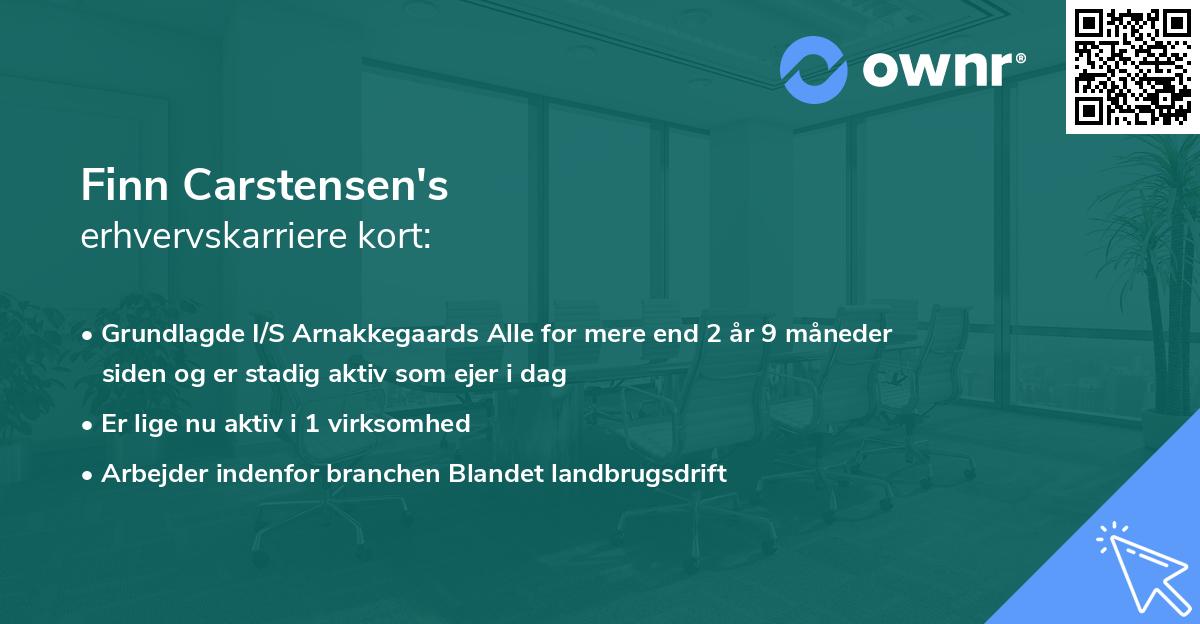 Finn Carstensen's erhvervskarriere kort