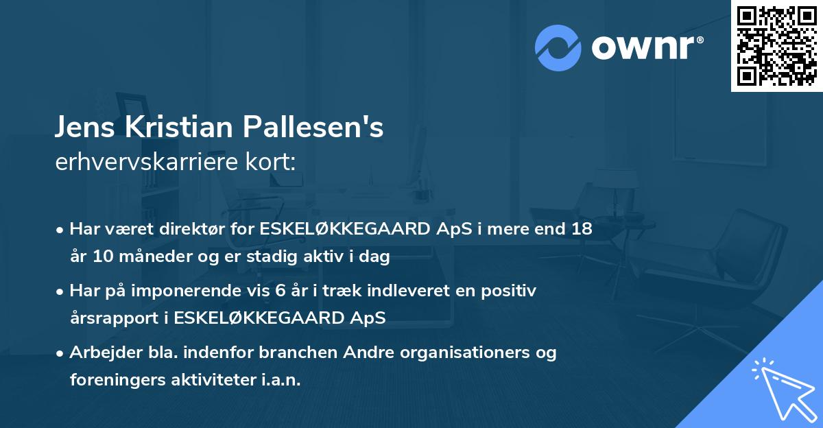 Jens Kristian Pallesen's erhvervskarriere kort