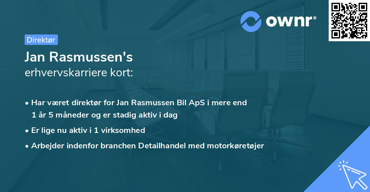 Jan Rasmussen's erhvervskarriere kort