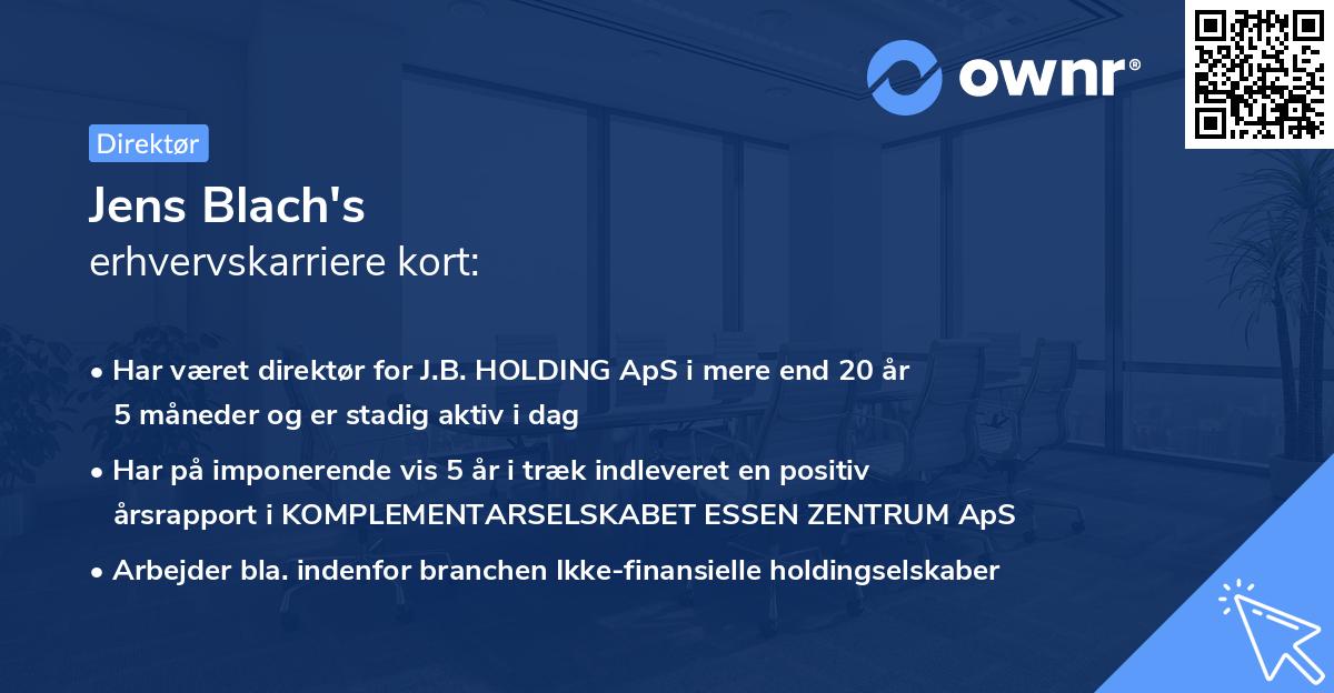 Jens Blach's erhvervskarriere kort