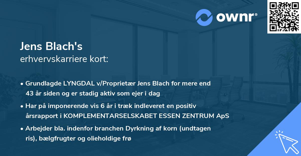 Jens Blach's erhvervskarriere kort