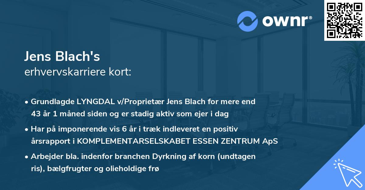Jens Blach's erhvervskarriere kort