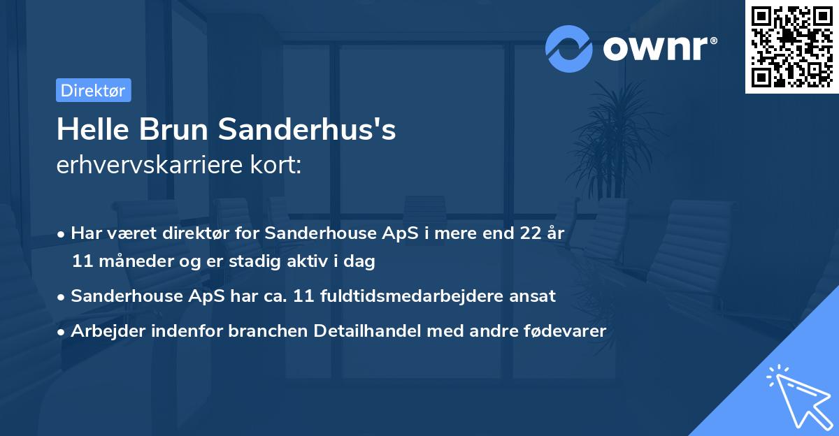 Helle Brun Sanderhus's erhvervskarriere kort