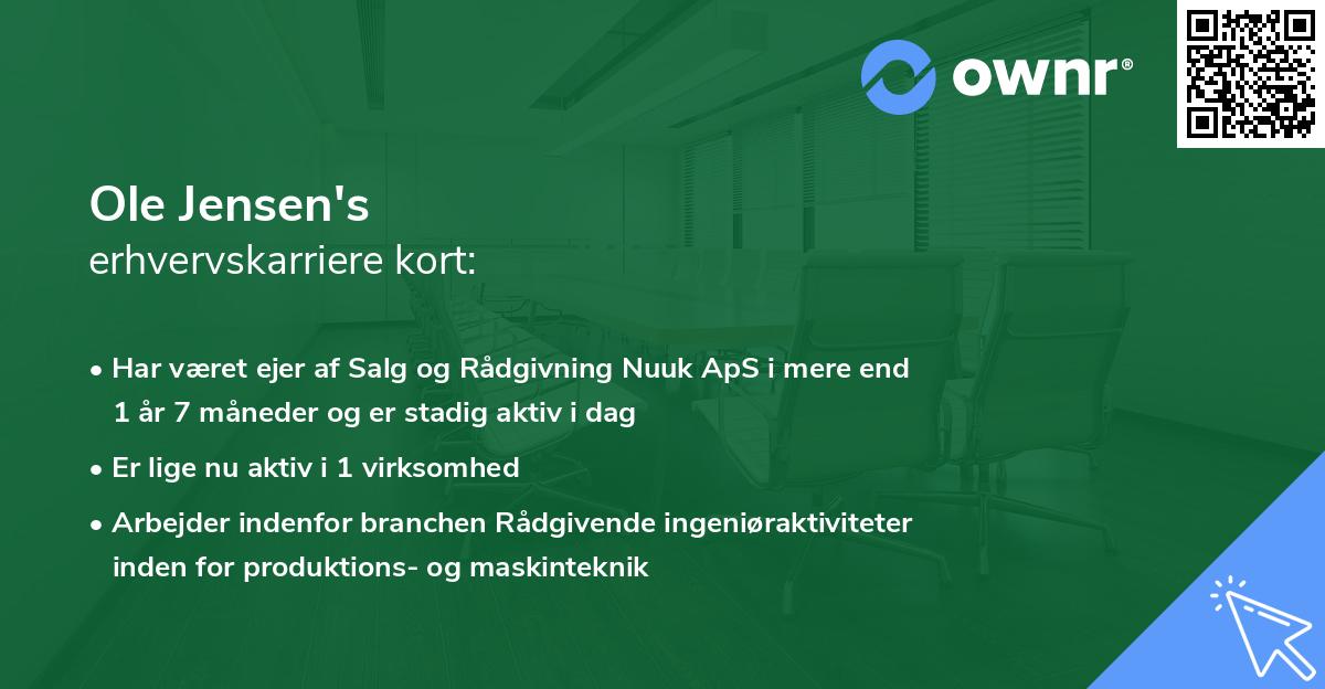 Ole Jensen's erhvervskarriere kort