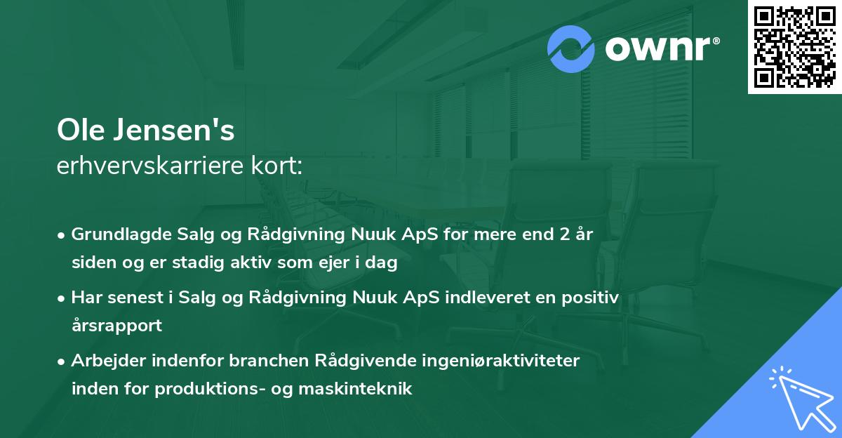 Ole Jensen's erhvervskarriere kort