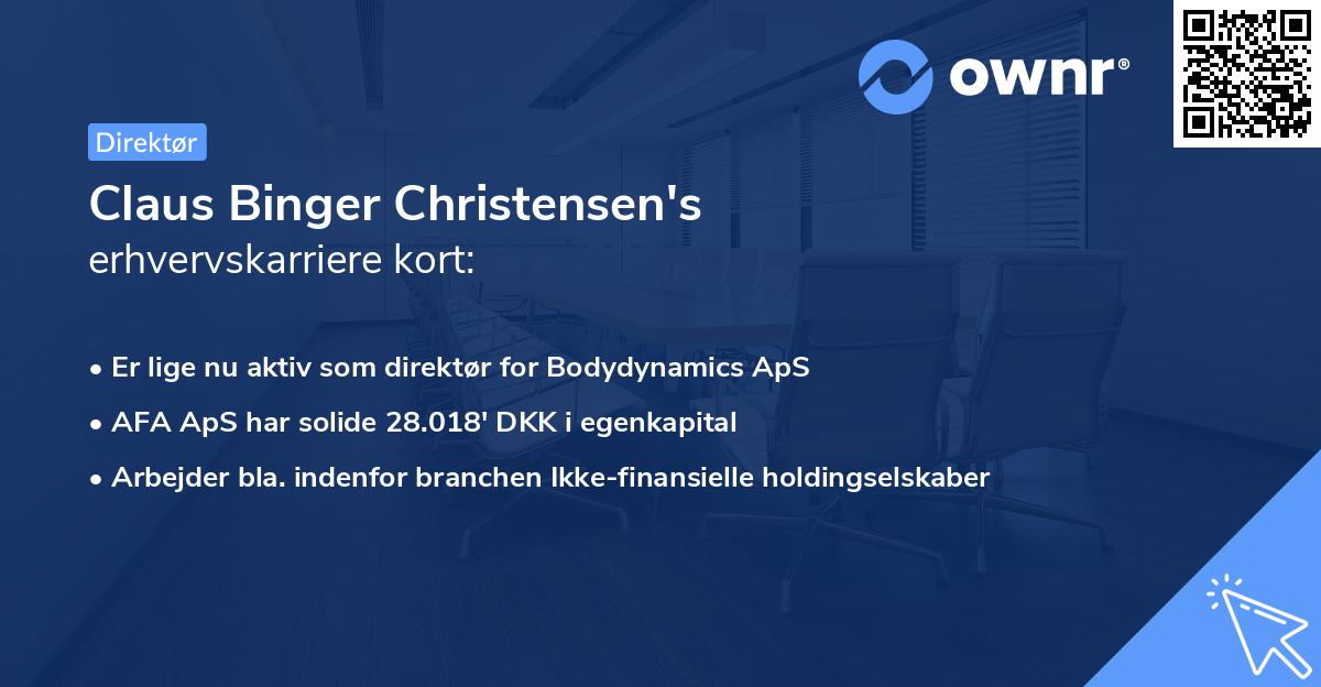 Claus Binger Christensen's erhvervskarriere kort