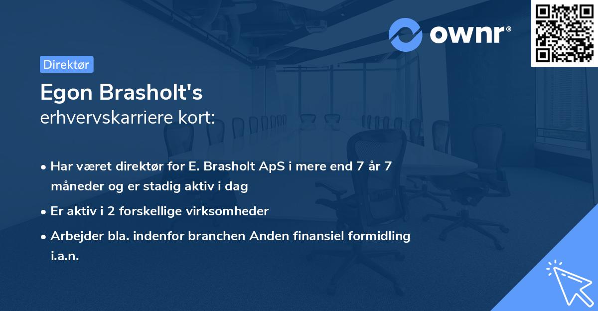 Egon Brasholt's erhvervskarriere kort