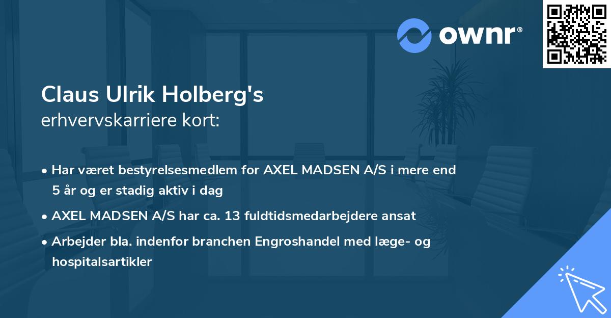 Claus Ulrik Holberg's erhvervskarriere kort