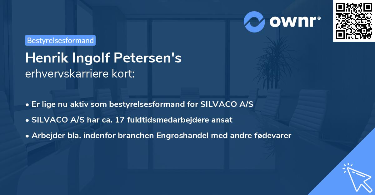 Henrik Ingolf Petersen's erhvervskarriere kort
