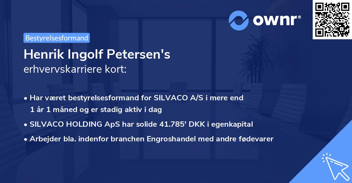 Henrik Ingolf Petersen's erhvervskarriere kort