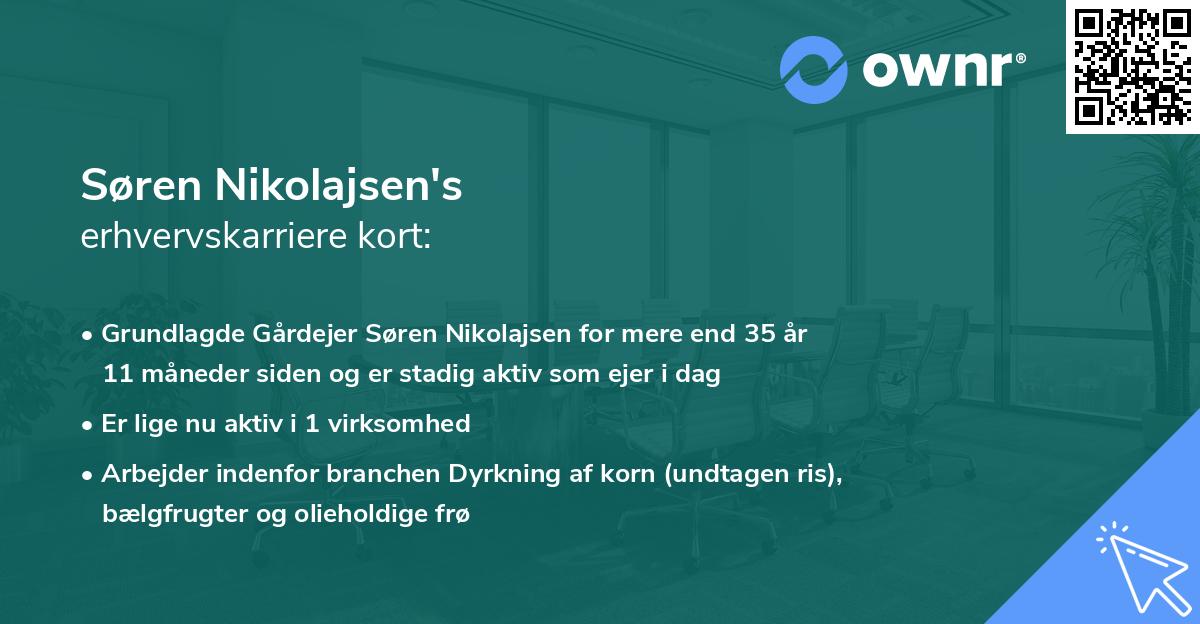 Søren Nikolajsen's erhvervskarriere kort