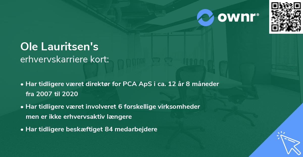 Ole Lauritsen's erhvervskarriere kort